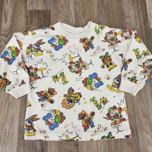 M&S Kids Graphic Print Long Sleeve Size 6 Vintage Crew Neck Top Colorful Cartoon